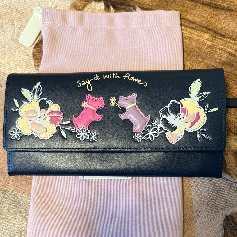 RADLEY LONDON Navy Wallet with Floral and Dog Design
